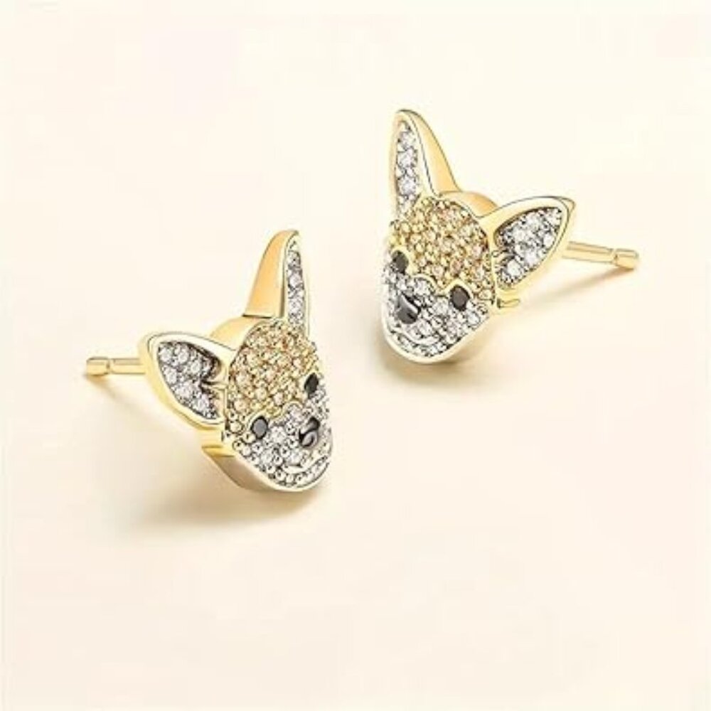 Chihuahua Dog Earrings Post‎ Style Gold Color Great Gift idea